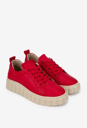Pantofi dama rosii din piele naturala