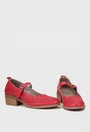 Pantofi dama rosii din piele naturala perforata