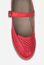 Pantofi dama rosii din piele naturala perforata