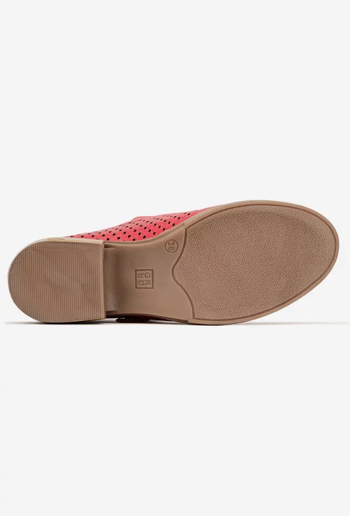 Pantofi dama rosii din piele naturala perforata