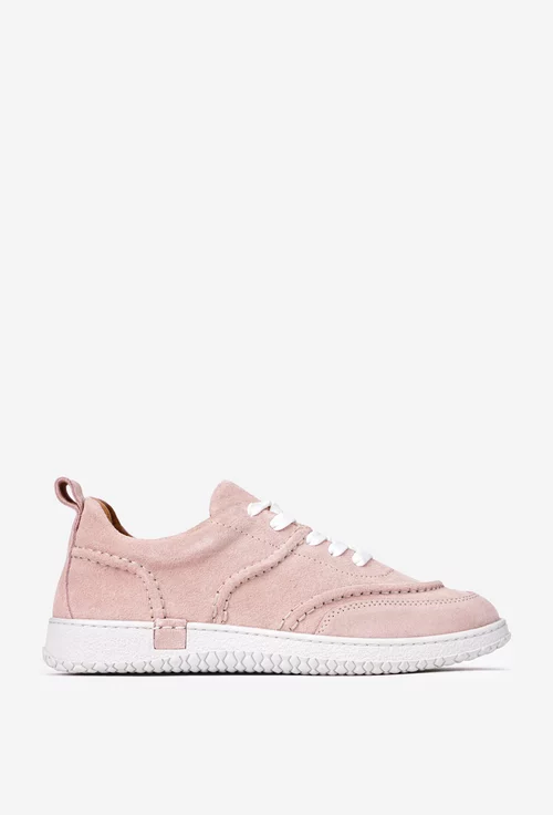 Pantofi dama roz din piele intoarsa