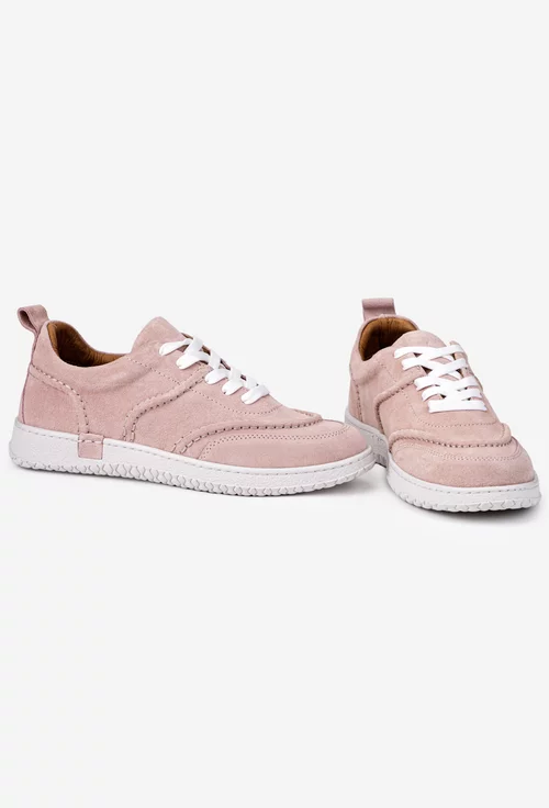 Pantofi dama roz din piele intoarsa