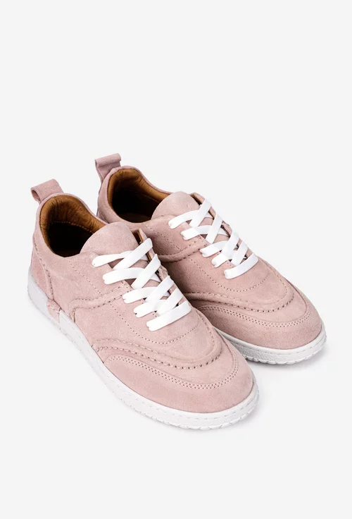 Pantofi dama roz din piele intoarsa
