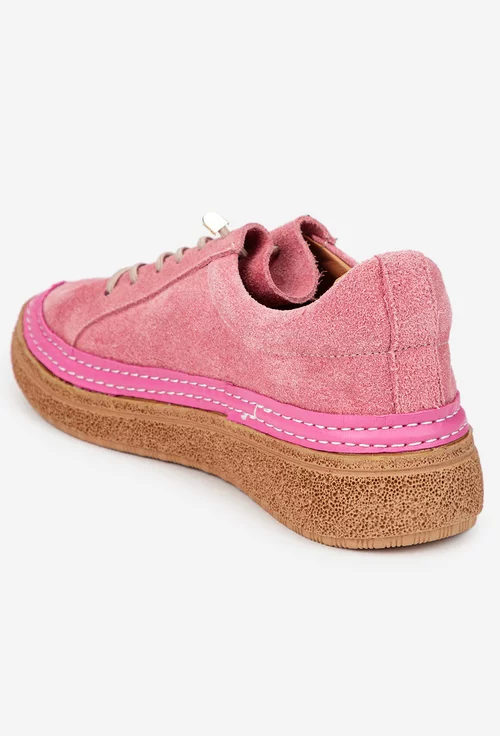 Pantofi dama roz din piele intoarsa