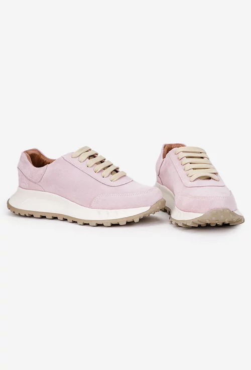 Pantofi dama roz din piele intoarsa