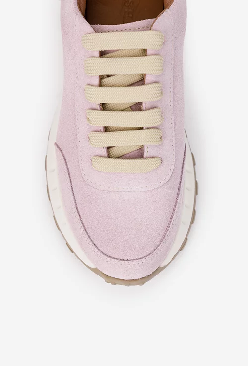 Pantofi dama roz din piele intoarsa