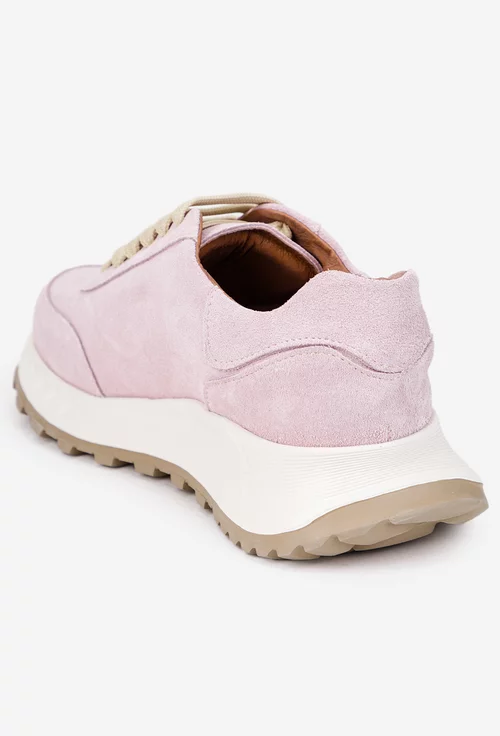 Pantofi dama roz din piele intoarsa