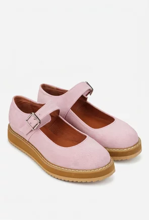 Pantofi dama roz din piele intoarsa