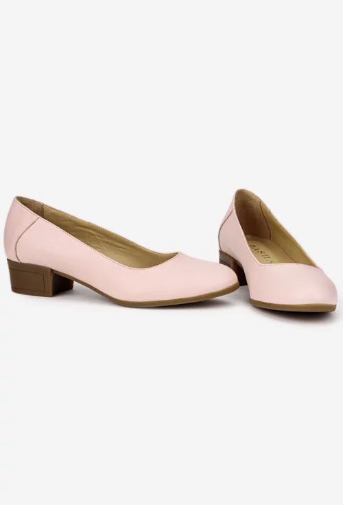 Pantofi dama roz din piele naturala