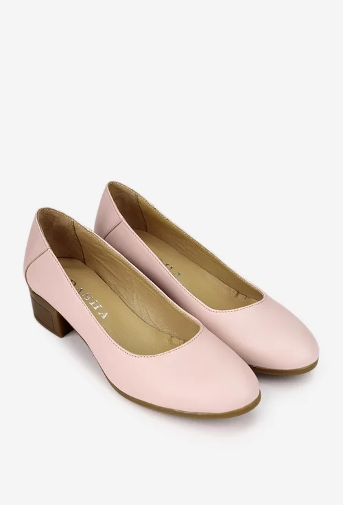 Pantofi dama roz din piele naturala