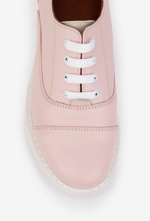 Pantofi dama roz din piele naturala