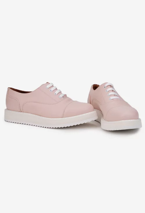 Pantofi dama roz din piele naturala
