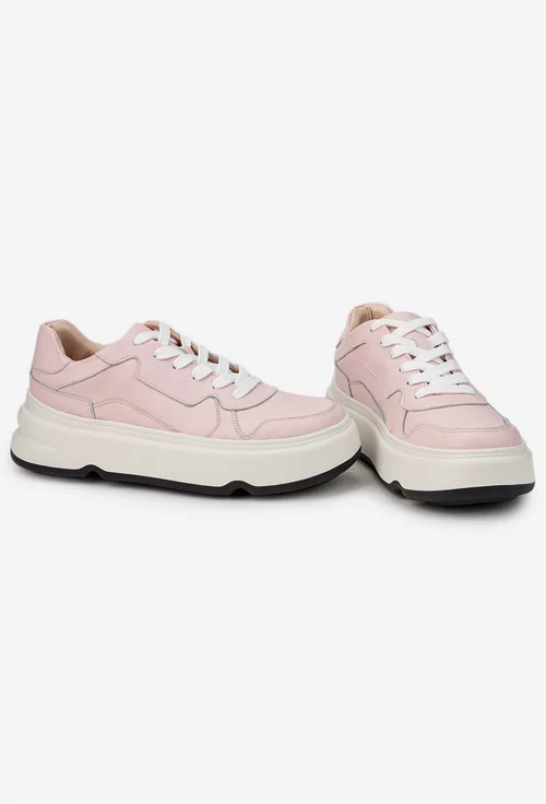 Pantofi dama roz din piele naturala