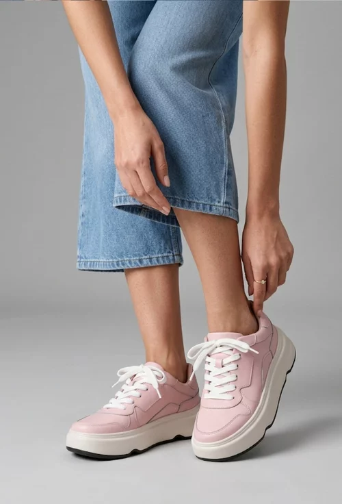 Pantofi dama roz din piele naturala