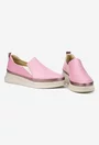 Pantofi dama roz din piele naturala cu elastic