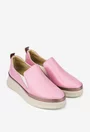 Pantofi dama roz din piele naturala cu elastic