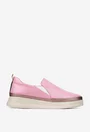 Pantofi dama roz din piele naturala cu elastic