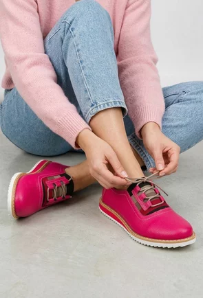 Pantofi dama roz din piele texturata