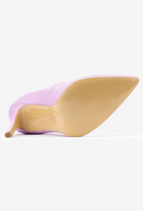 Pantofi dama roz NUR din piele naturala cu toc subtire