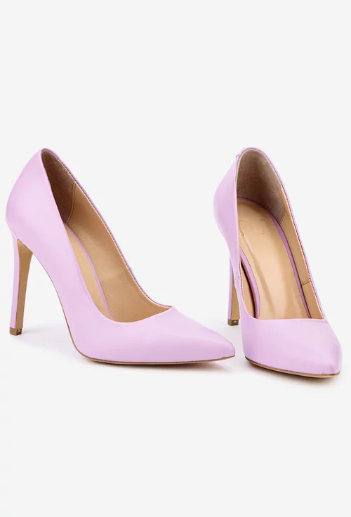 Pantofi dama roz NUR din piele naturala cu toc subtire
