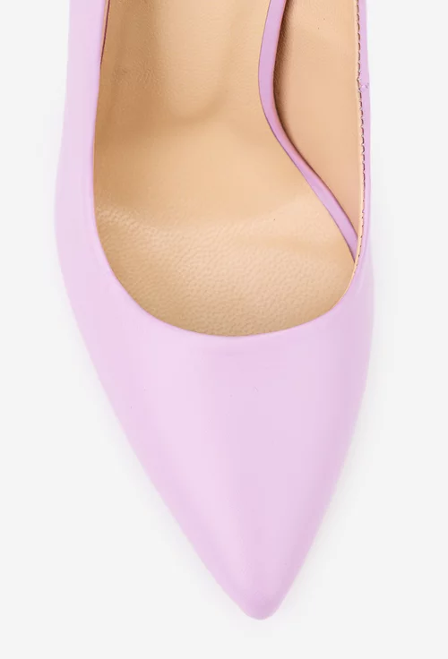 Pantofi dama roz NUR din piele naturala cu toc subtire