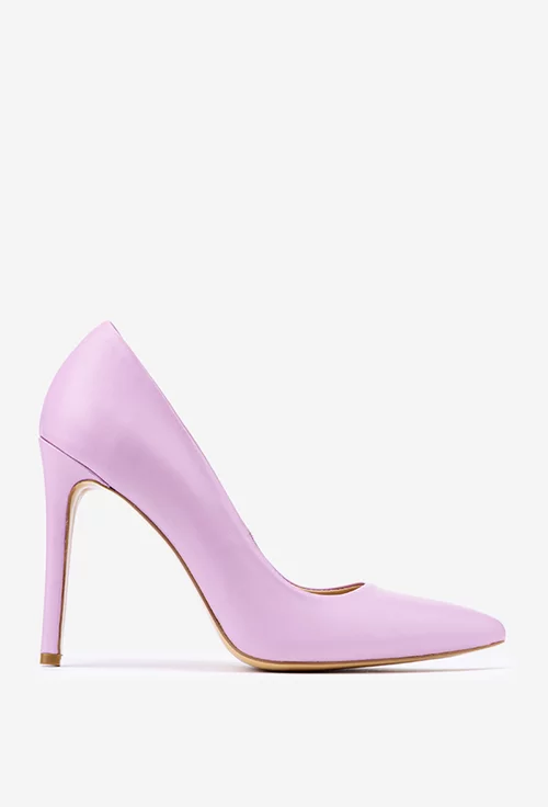 Pantofi dama roz NUR din piele naturala cu toc subtire