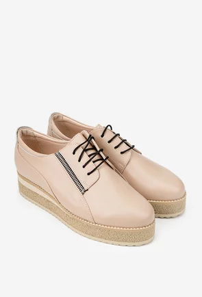Pantofi dama roz pudra din piele