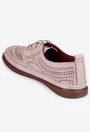 Pantofi dama roz pudra din piele cu siret elastic si model