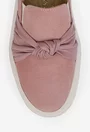 Pantofi dama roz pudra din piele intoarsa cu elastic