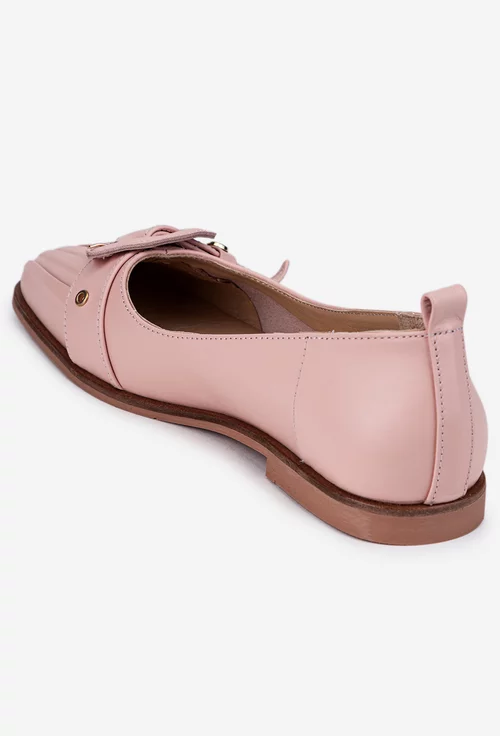 Pantofi dama roz pudra din piele naturala