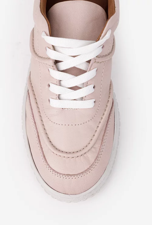 Pantofi dama roz pudra din piele naturala