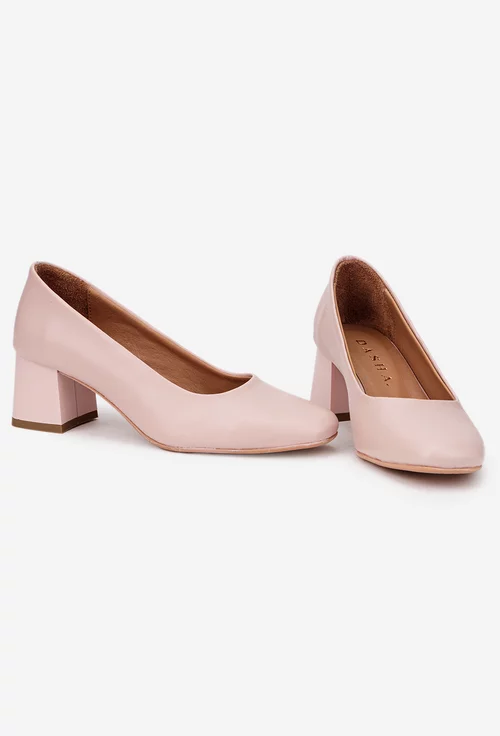 Pantofi dama roz pudra din piele naturala