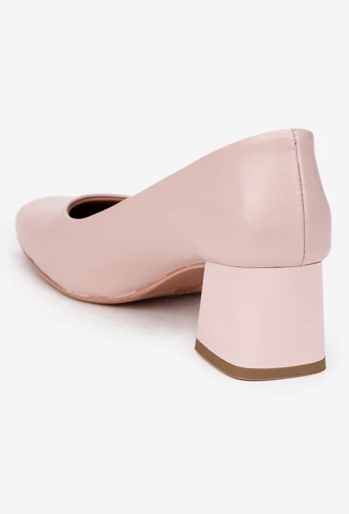 Pantofi dama roz pudra din piele naturala