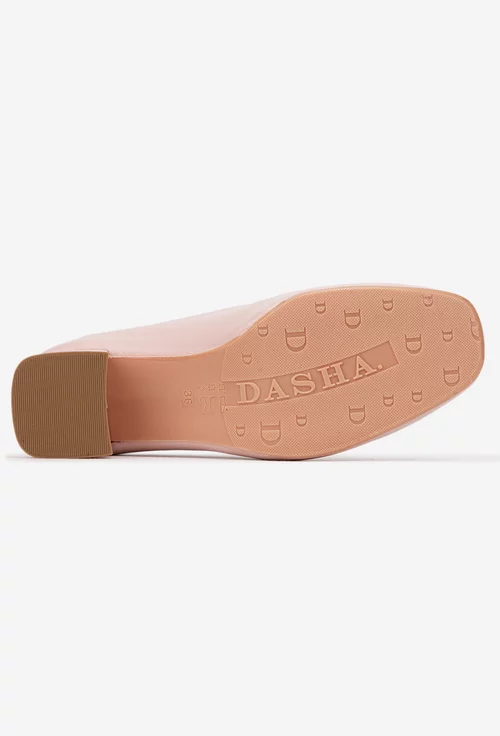 Pantofi dama roz pudra din piele naturala