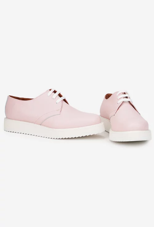 Pantofi dama roz pudra din piele naturala