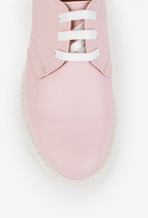 Pantofi dama roz pudra din piele naturala