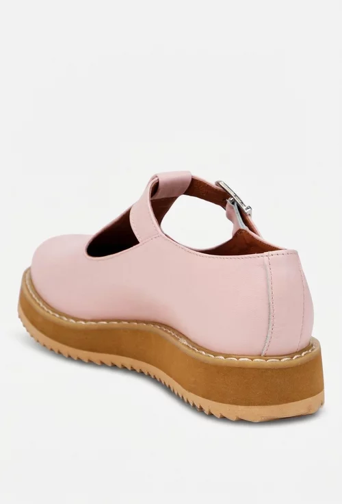 Pantofi dama roz pudra din piele naturala