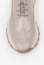 Pantofi dama roz pudra din piele naturala cu aspect perforat