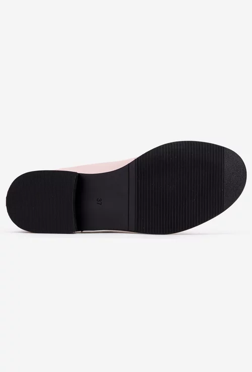 Pantofi dama roz pudra din piele naturala cu bareta