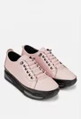 Pantofi dama roz pudra din piele naturala cu siret elastic