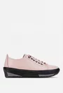 Pantofi dama roz pudra din piele naturala cu siret elastic