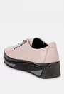 Pantofi dama roz pudra din piele naturala cu siret elastic