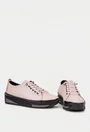 Pantofi dama roz pudra din piele naturala cu siret elastic
