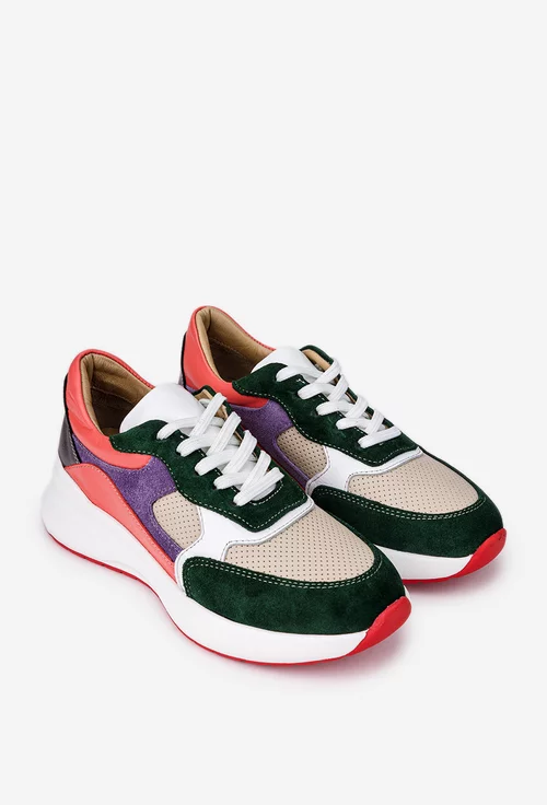 Pantofi dama sport multicolori din piele