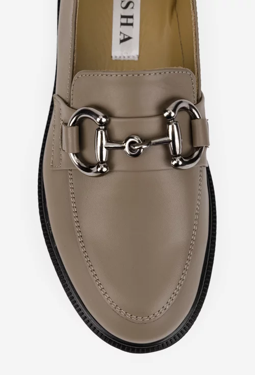 Pantofi dama taupe confectionati din piele naturala