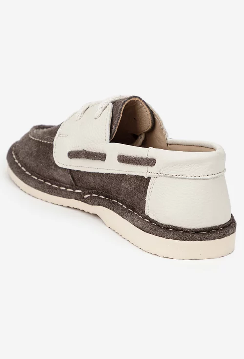 Pantofi dama taupe cu bej din piele