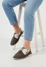 Pantofi dama taupe cu bej din piele