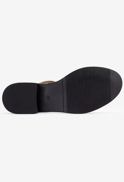 Pantofi dama taupe cu negru din piele naturala