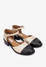 Pantofi dama taupe cu negru din piele naturala
