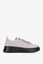 Pantofi dama taupe deschis din piele cu siret elastic